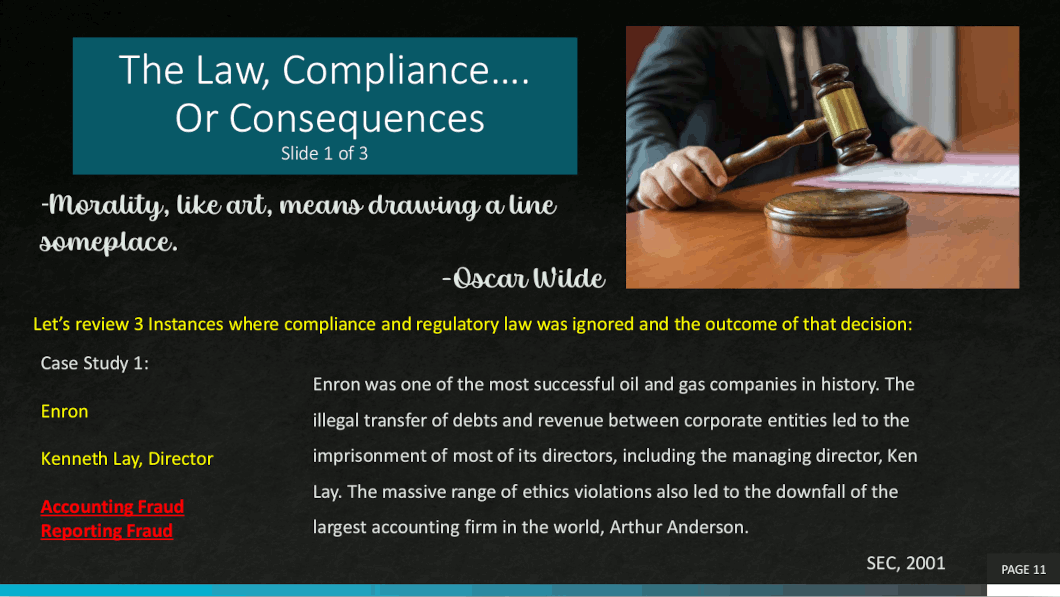 The Law: Compliance or Consequences 1